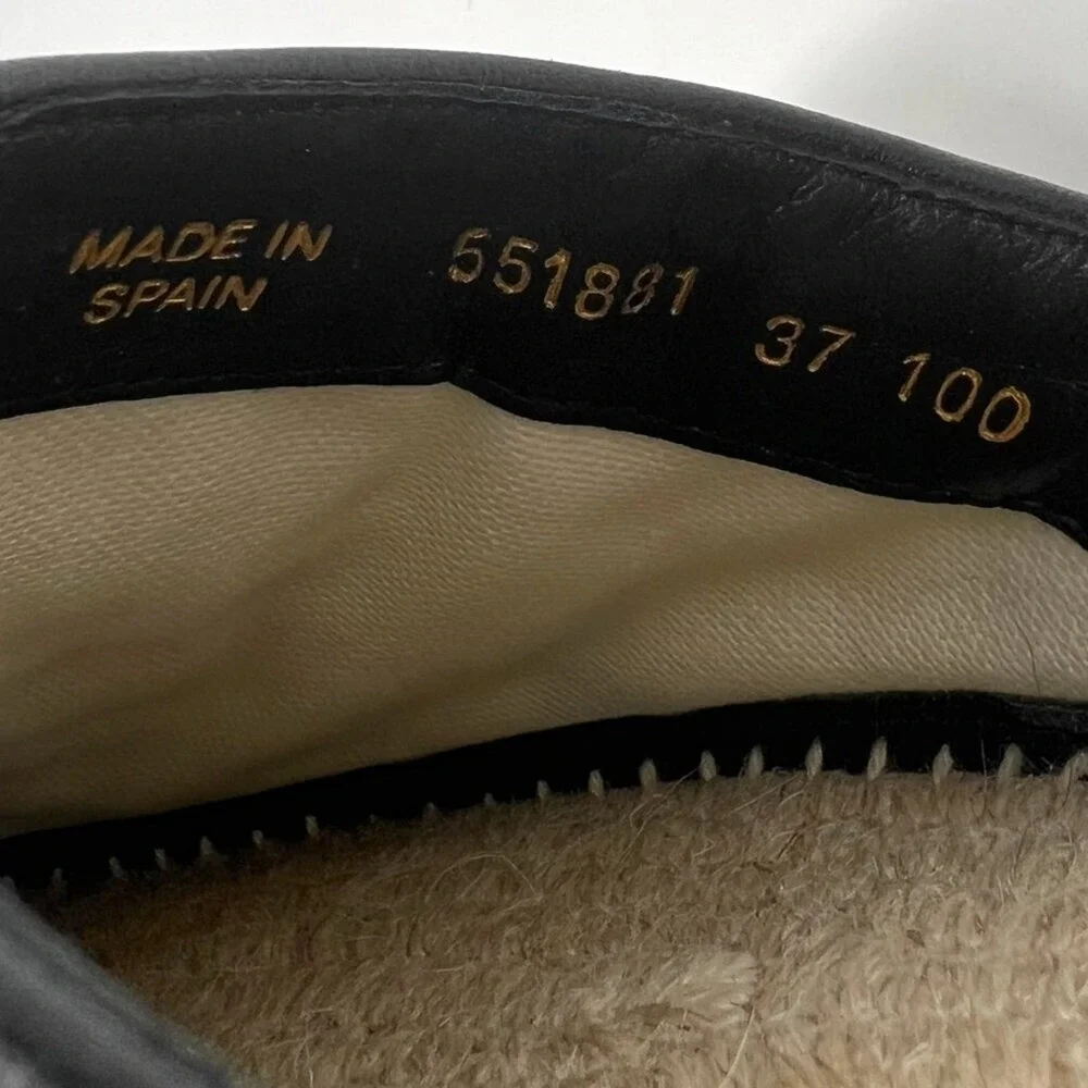 Gucci Marmont Black Espadrille Mules GG‎ Slides Flats Size 37
